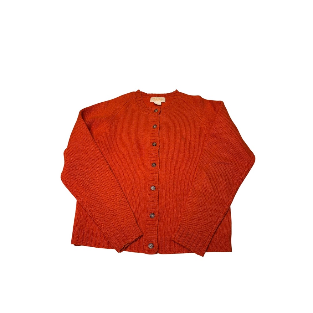 VTG Brooks Brothers Orange 100% Wool Button Front Cardigan Sweater Womens Small